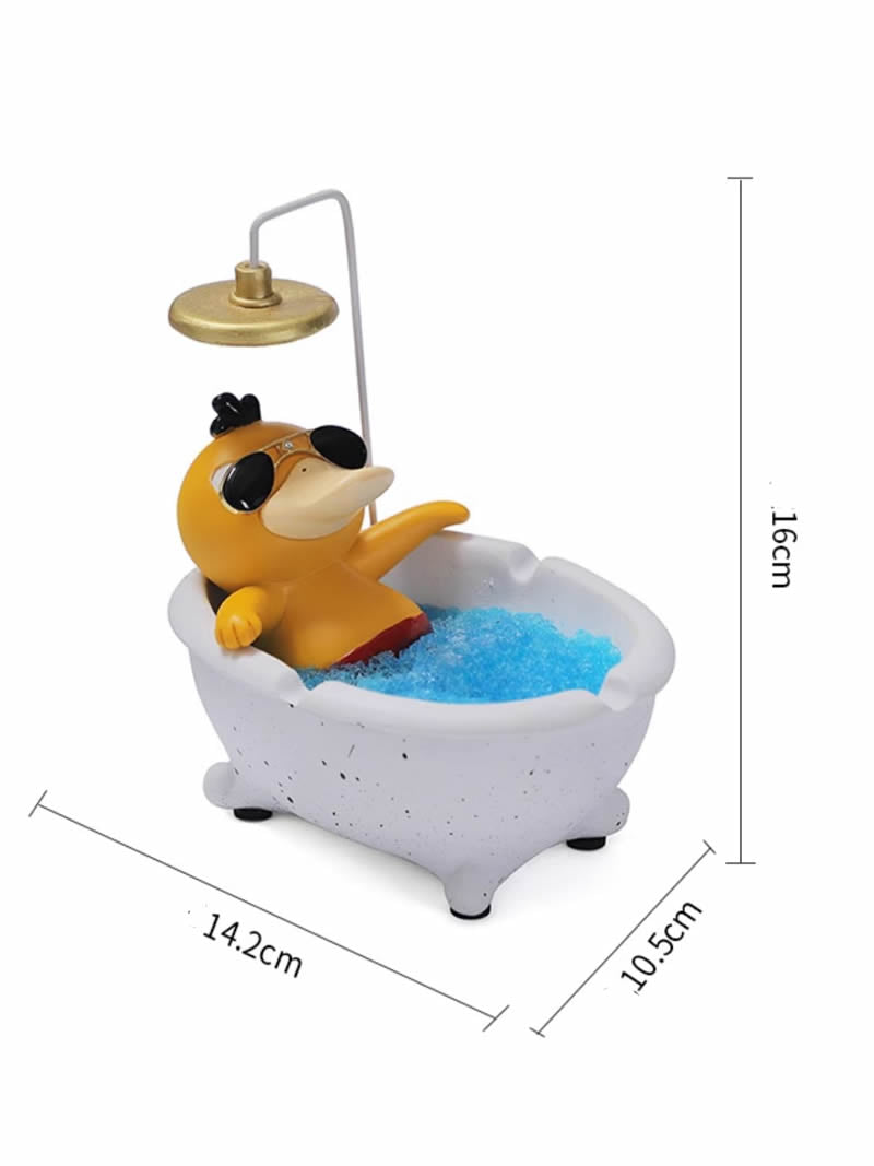 Duck Ashtray Bathing In Bathtub, Quirky Desktop Decoration Gift