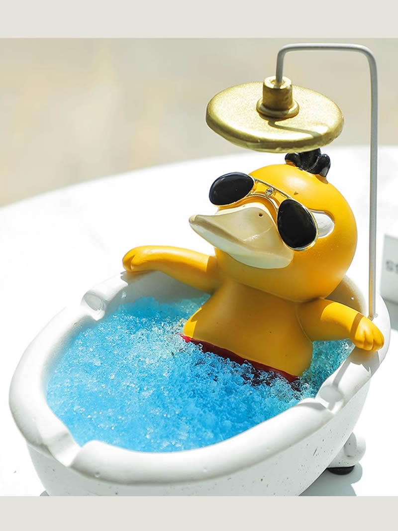 Duck Ashtray Bathing In Bathtub, Quirky Desktop Decoration Gift