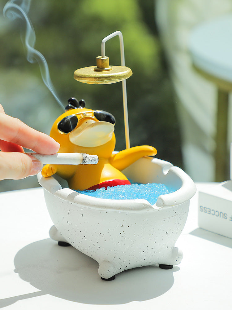 Duck Ashtray Bathing In Bathtub, Quirky Desktop Decoration Gift