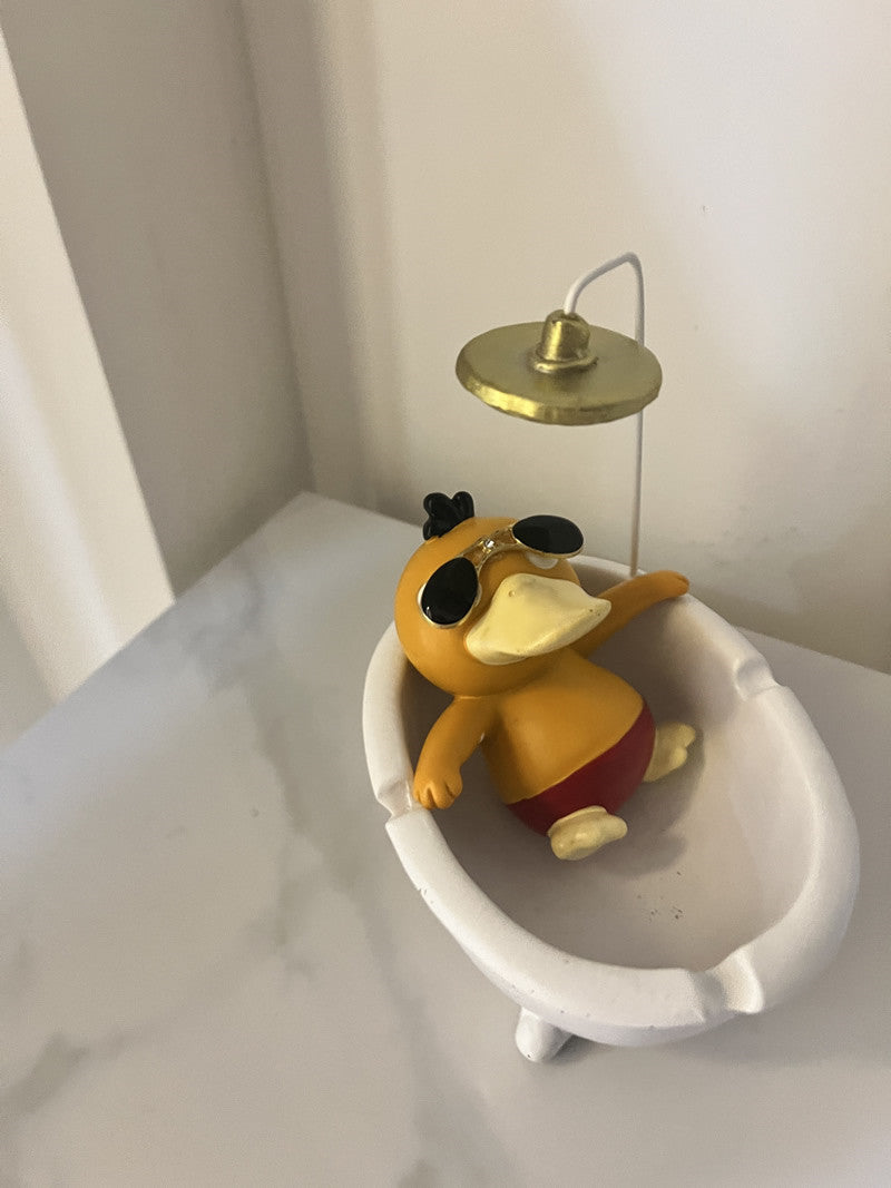 Duck Ashtray Bathing In Bathtub, Quirky Desktop Decoration Gift