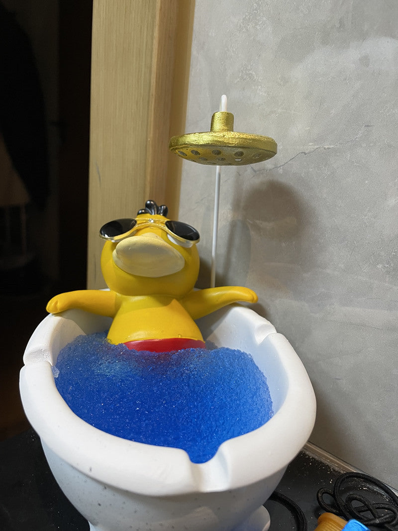 Duck Ashtray Bathing In Bathtub, Quirky Desktop Decoration Gift