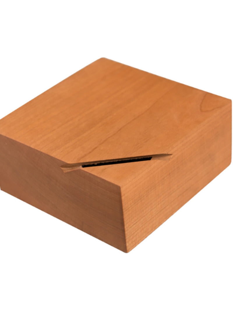 Elegant Angled Slot Square Wooden Savings Bank - Children's Gifts Money Box