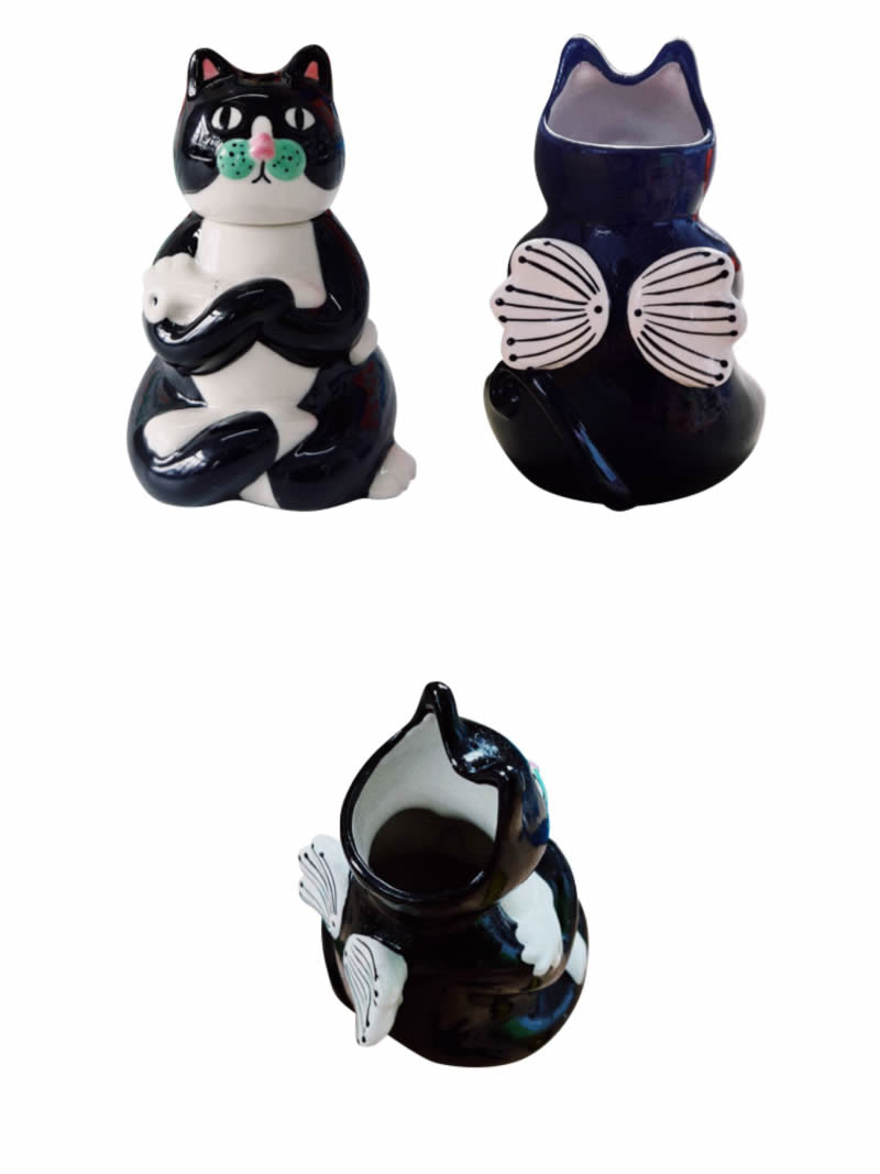 Elegant Black Cat Ceramic Vase: Charming and Unique Desktop Decor