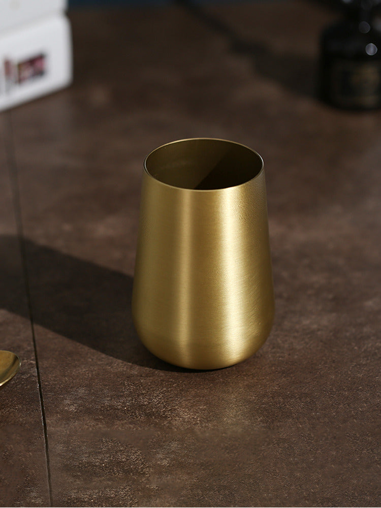 Elegant Brass Pen Holder and Mini Vase: Dual-Purpose Office Decor