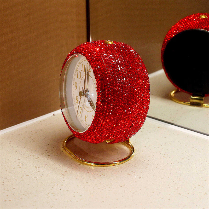 Elegant Rhinestone-Studded Mini Table Clock - High Aesthetic Appeal