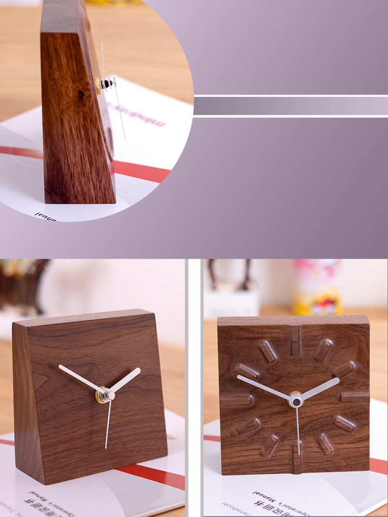 Elegant Wooden Silent Desk Clock: Minimalist Home Decor Accent