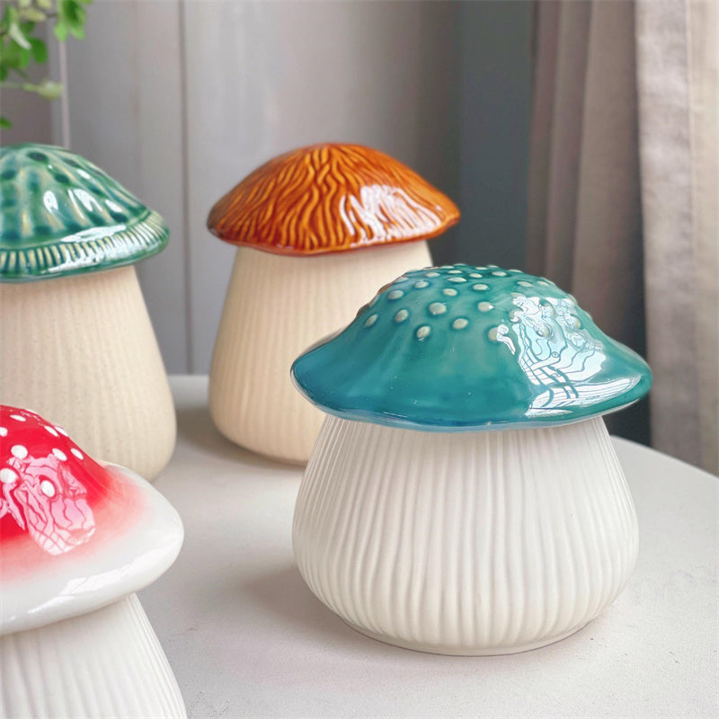 Exquisite Ceramic Mushroom Storage Jar, Desktop Art Decoration Ornaments