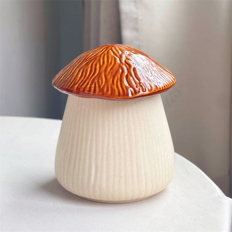 Exquisite Ceramic Mushroom Storage Jar, Desktop Art Decoration Ornaments