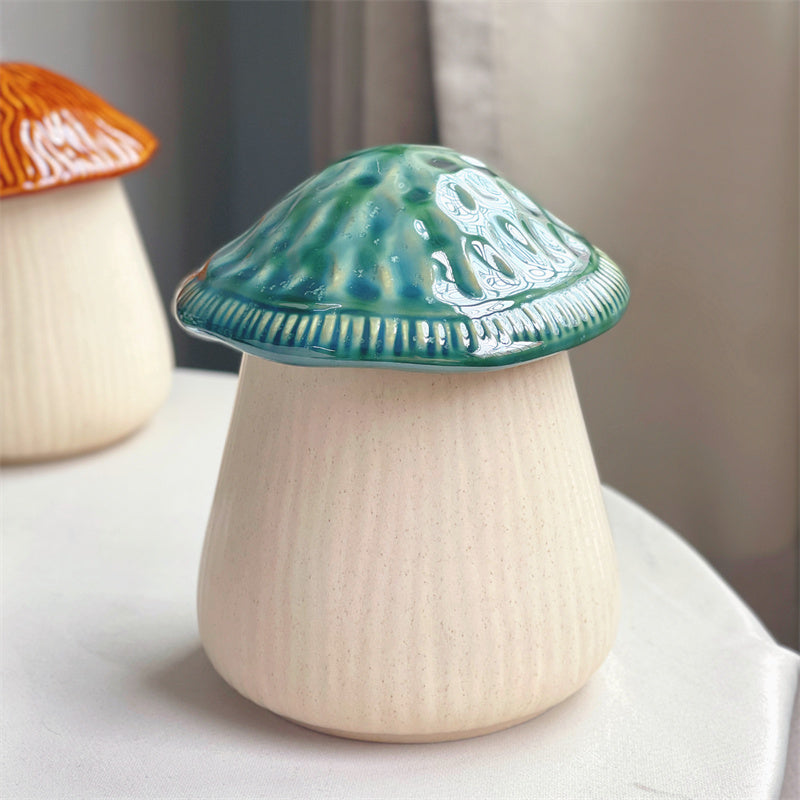 Exquisite Ceramic Mushroom Storage Jar, Desktop Art Decoration Ornaments