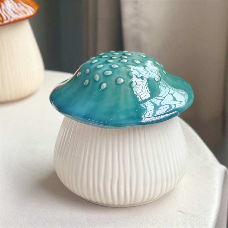 Exquisite Ceramic Mushroom Storage Jar, Desktop Art Decoration Ornaments