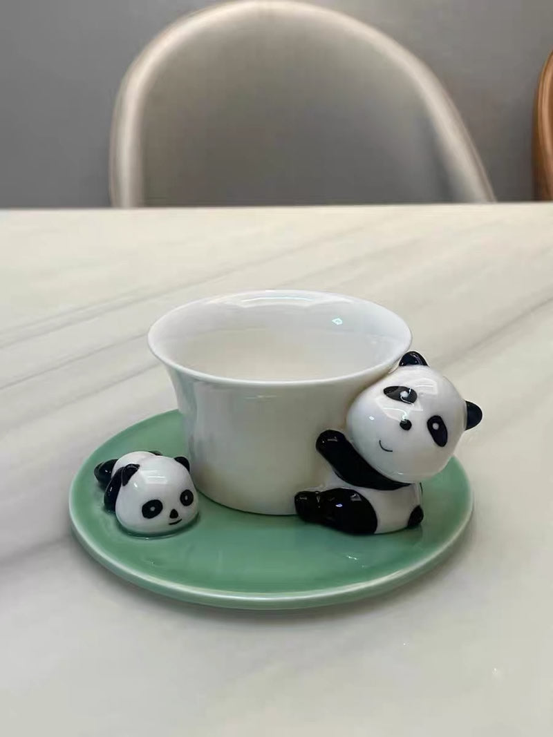 Exquisite Ceramic Panda Coffee Cup With Dish, Creative Gift Idea