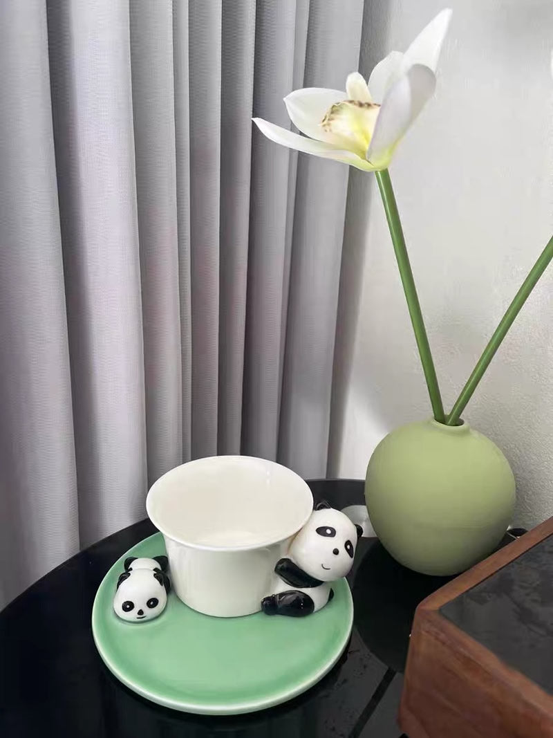 Exquisite Ceramic Panda Coffee Cup With Dish, Creative Gift Idea