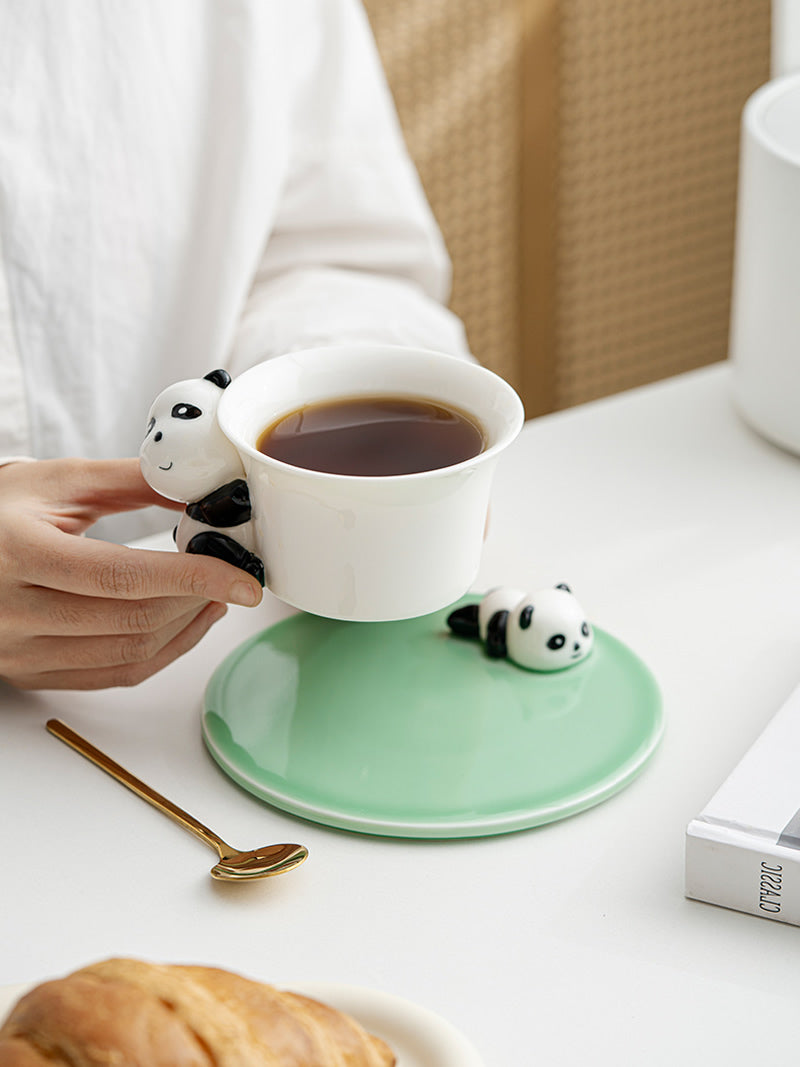 Exquisite Ceramic Panda Coffee Cup With Dish, Creative Gift Idea