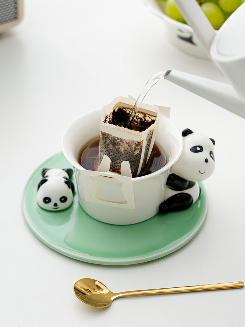 Exquisite Ceramic Panda Coffee Cup With Dish, Creative Gift Idea