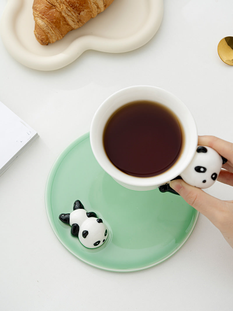 Exquisite Ceramic Panda Coffee Cup With Dish, Creative Gift Idea