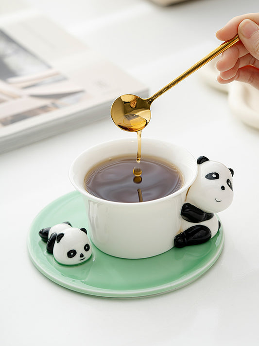 Exquisite Ceramic Panda Coffee Cup With Dish, Creative Gift Idea