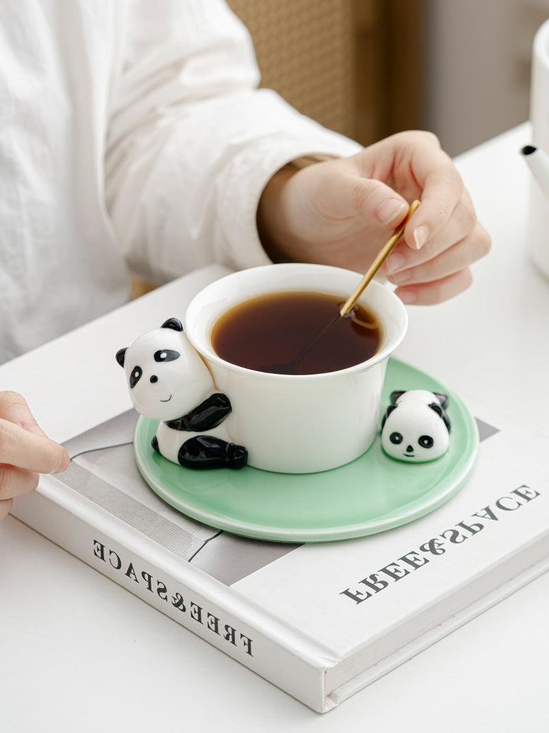 Exquisite Ceramic Panda Coffee Cup With Dish, Creative Gift Idea