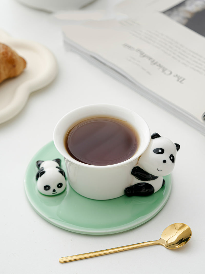 Exquisite Ceramic Panda Coffee Cup With Dish, Creative Gift Idea