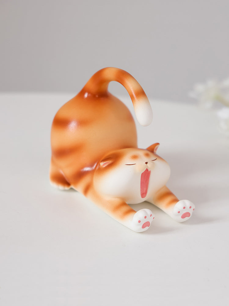 Exquisite Ceramic Sleeping Cat Phone Stand: Cute Desktop Ornaments