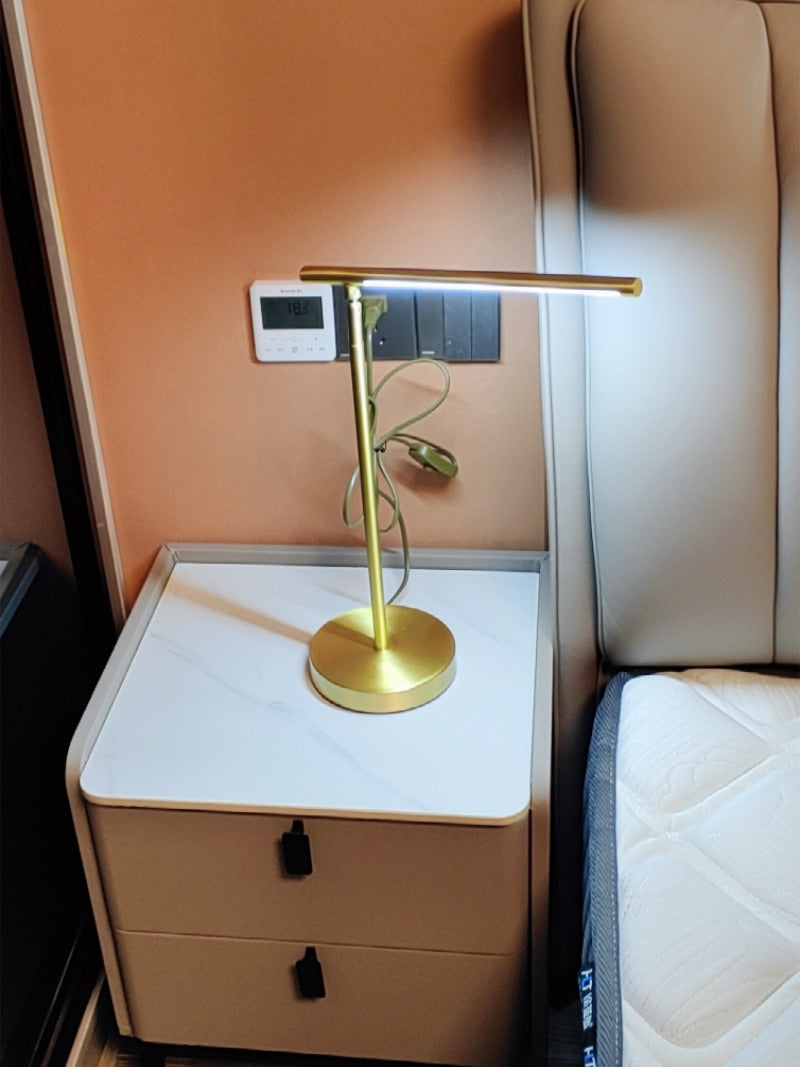 Exquisite Golden Copper Folding Table Lamp for Bedroom, Office Art Lamps