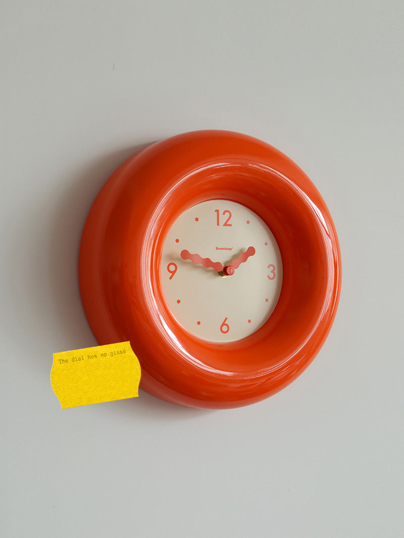 Exquisite Jelly Orange Round Art Silent Wall Clock