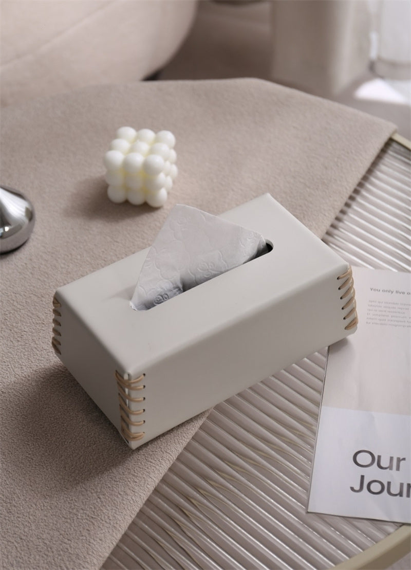 Exquisite Leather Facial Tissue Box, Artistic Office Desktop Decoration