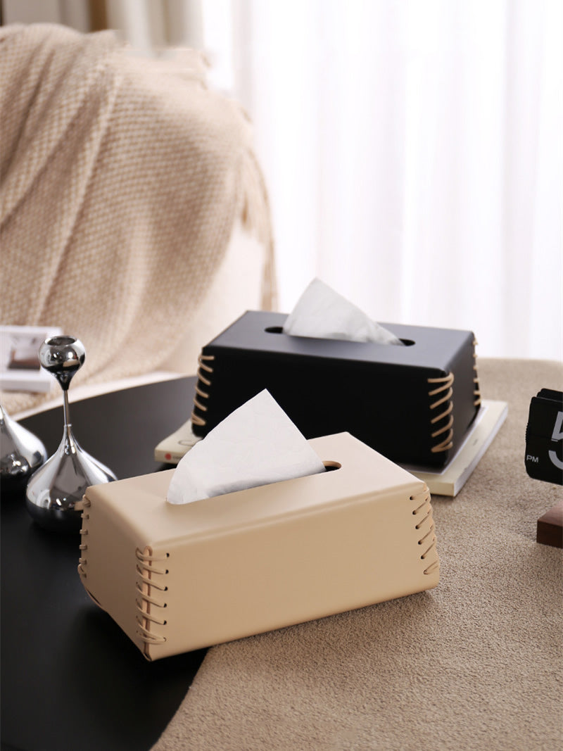 Exquisite Leather Facial Tissue Box, Artistic Office Desktop Decoration