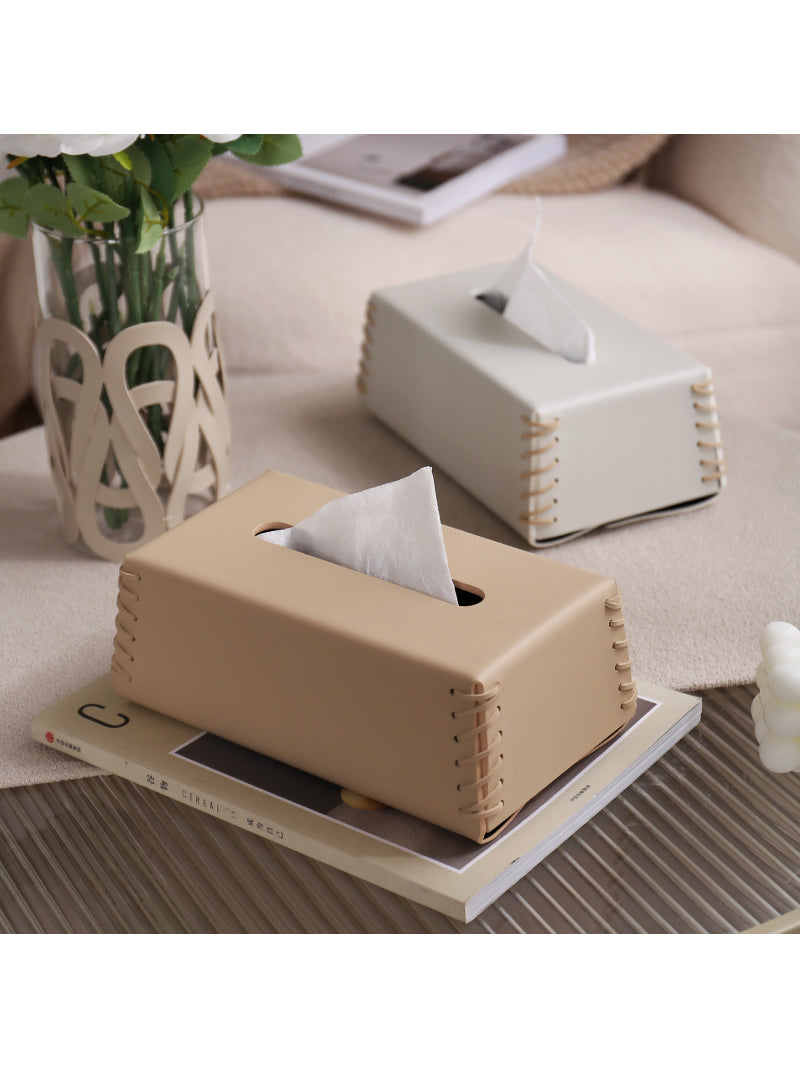 Exquisite Leather Facial Tissue Box, Artistic Office Desktop Decoration