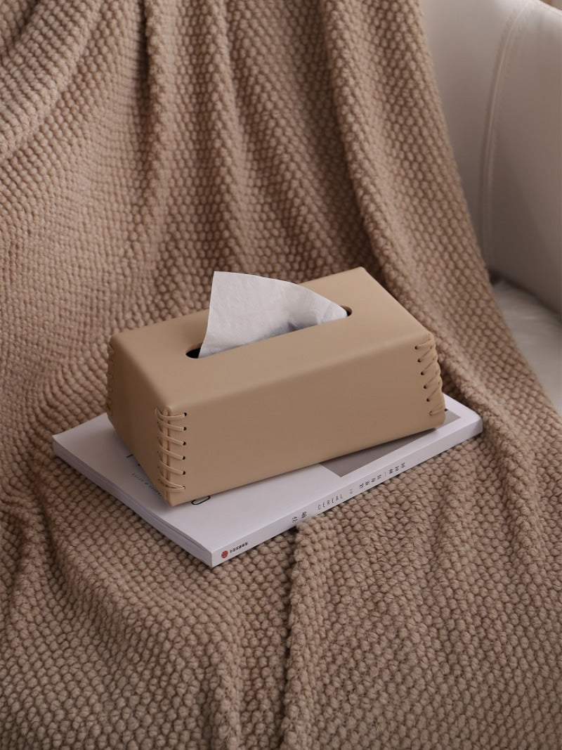 Exquisite Leather Facial Tissue Box, Artistic Office Desktop Decoration