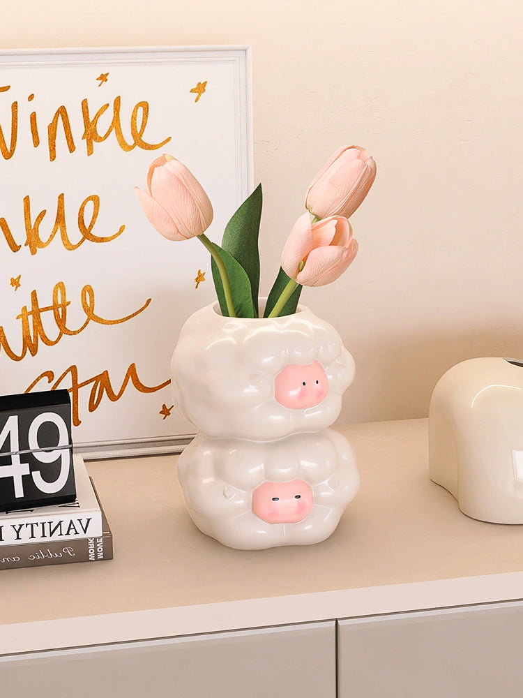 Exquisite Little Sheep Ceramic Vase, Home And Office Art Decorative Ornaments