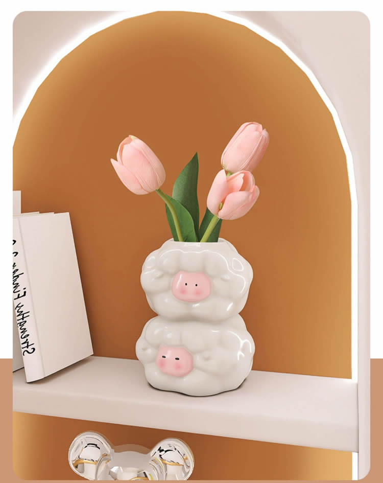 Exquisite Little Sheep Ceramic Vase, Home And Office Art Decorative Ornaments