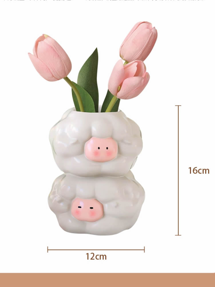 Exquisite Little Sheep Ceramic Vase, Home And Office Art Decorative Ornaments