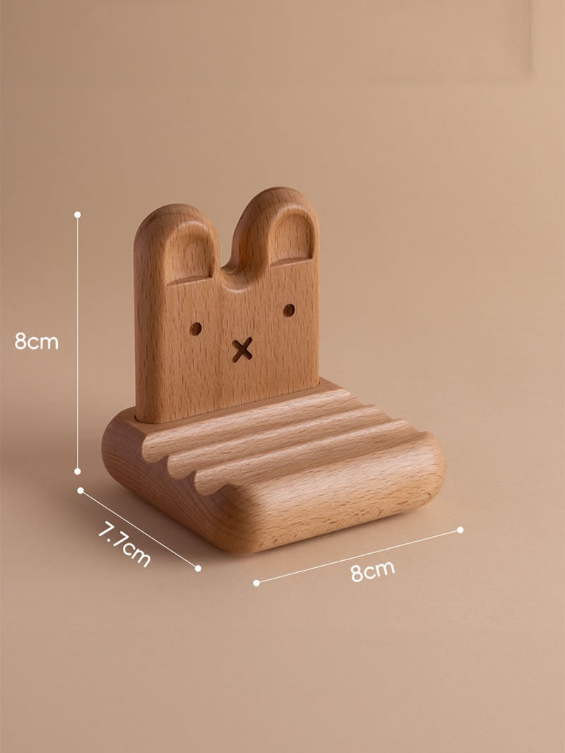 Exquisite Mini Rabbit Beech Wood Mobile Phone Holder