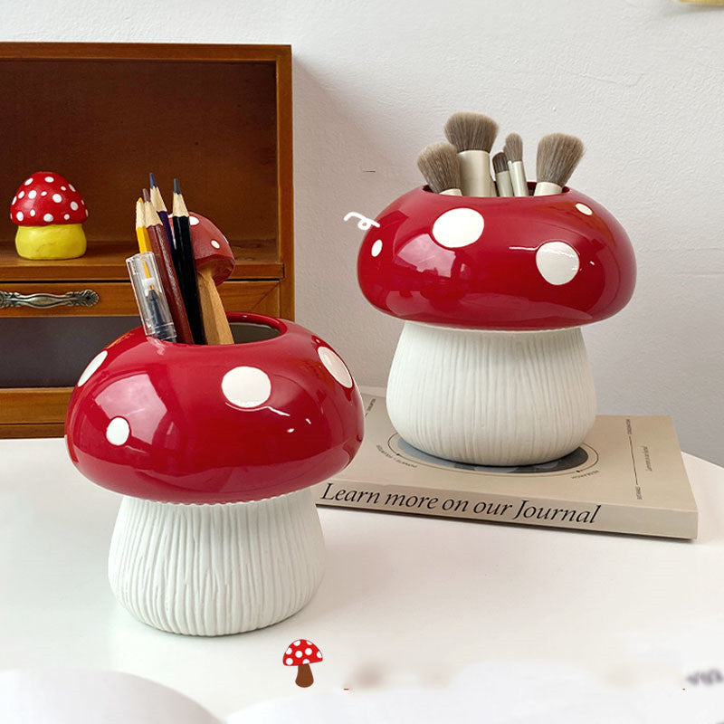 Exquisite Mushroom Ceramic Pen Holder, Creative Desk Organization