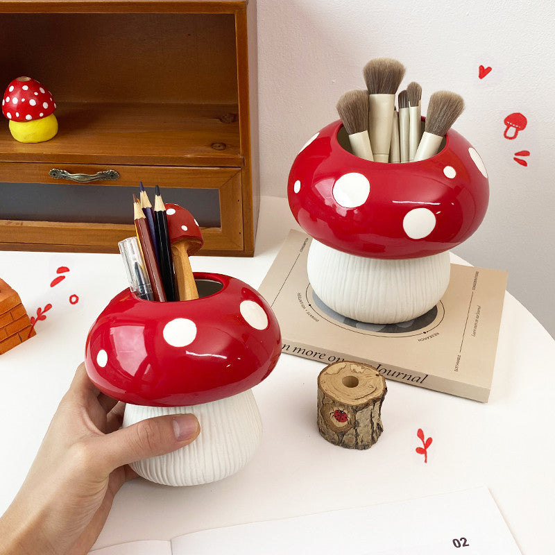 Exquisite Mushroom Ceramic Pen Holder, Creative Desk Organization