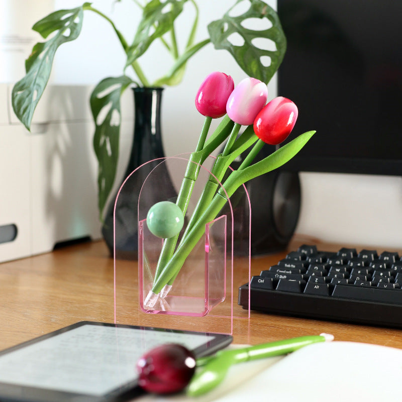 Exquisite Tulip Flower Ballpoint Pen, Office Desktop Decoration Gift