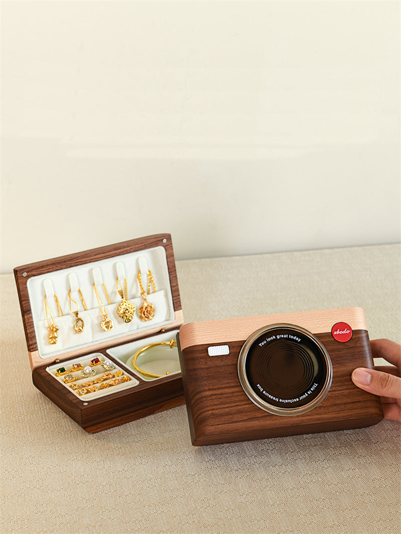 Exquisite Wooden Camera Jewelry Box, Creative Gift For Girls,Unique Stuffs