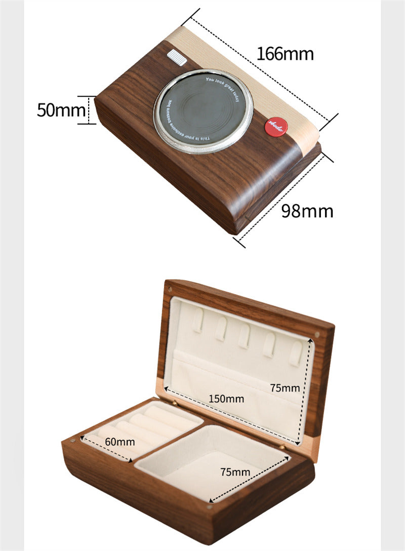 Exquisite Wooden Camera Jewelry Box, Creative Gift For Girls,Unique Stuffs