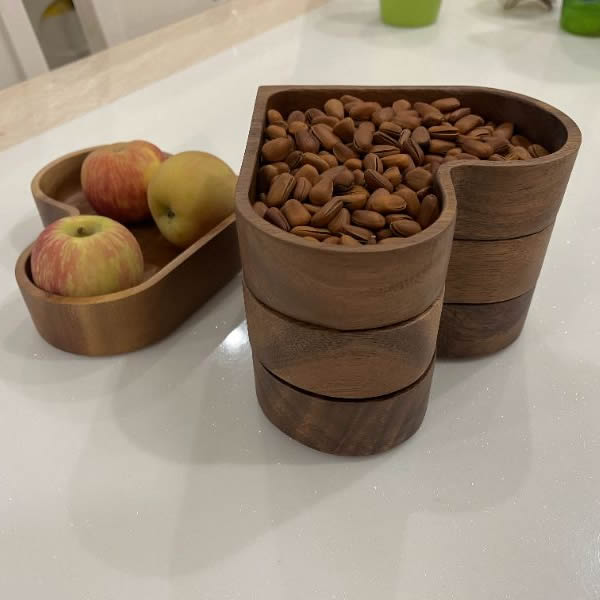 Exquisite Wooden Heart-Shaped Snack Storage Tray