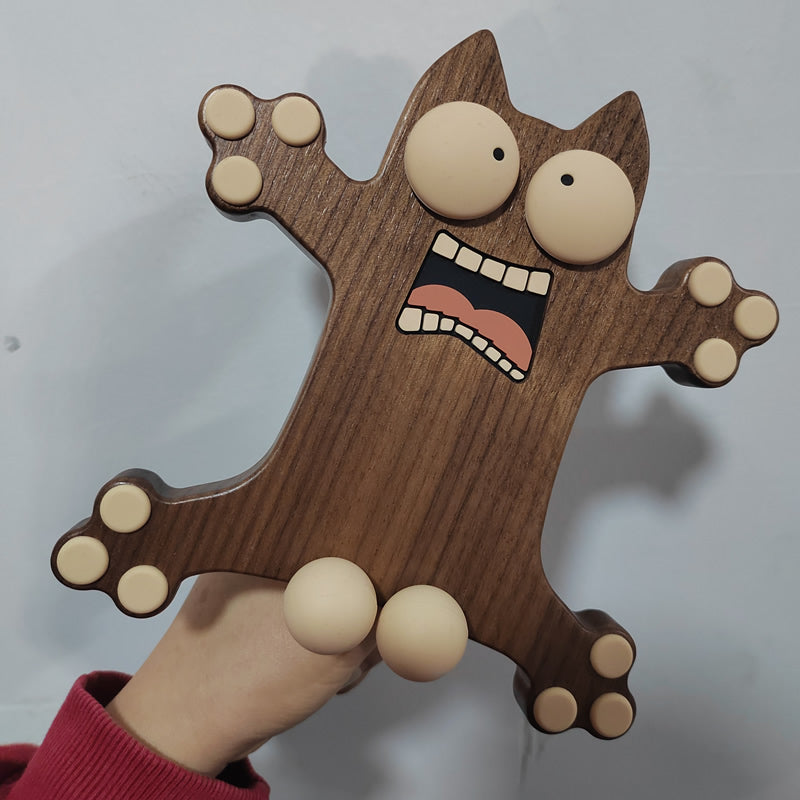 Frightened Little Monster Wooden Phone Holder,Angle Can Be Adjusted