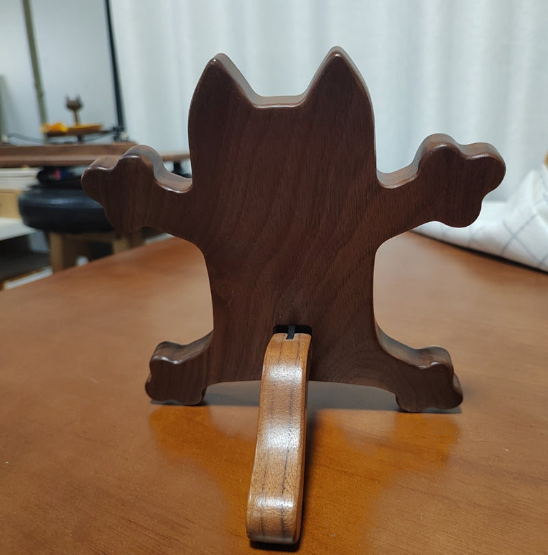 Frightened Little Monster Wooden Phone Holder,Angle Can Be Adjusted