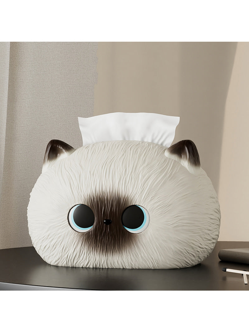 Fun Big-Eyed Cat Tissue Box Cover - Cute Home & Office Desk Decor Idea