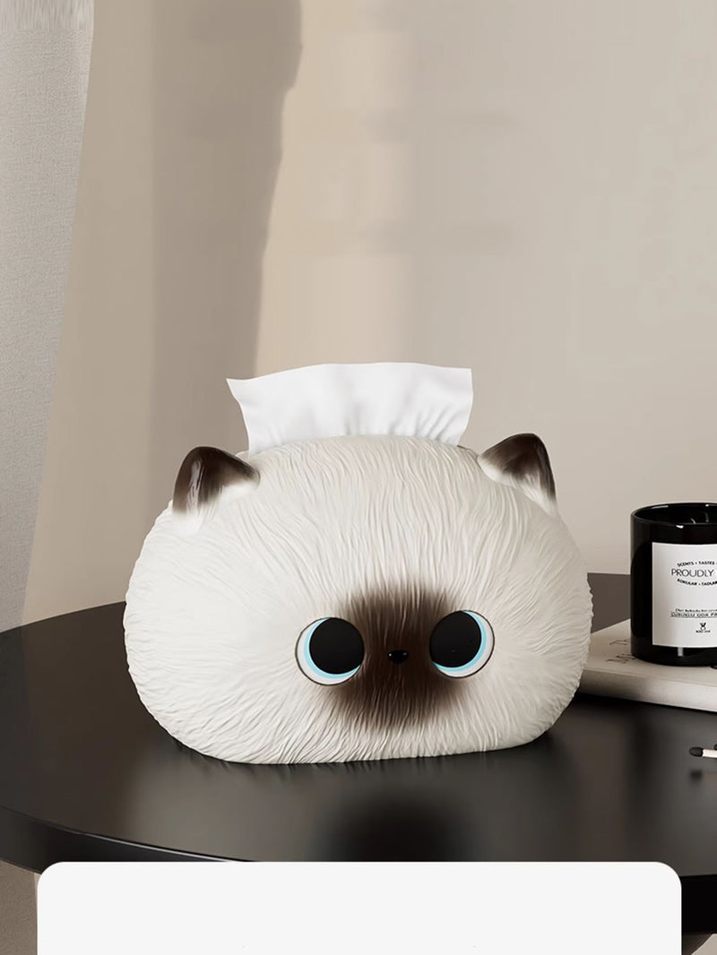 Fun Big-Eyed Cat Tissue Box Cover - Cute Home & Office Desk Decor Idea