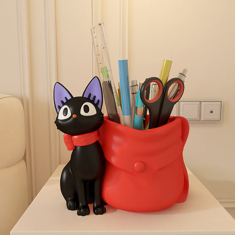 Fun Black Cat Desk Pen Stand: Office & Study Decor Accent