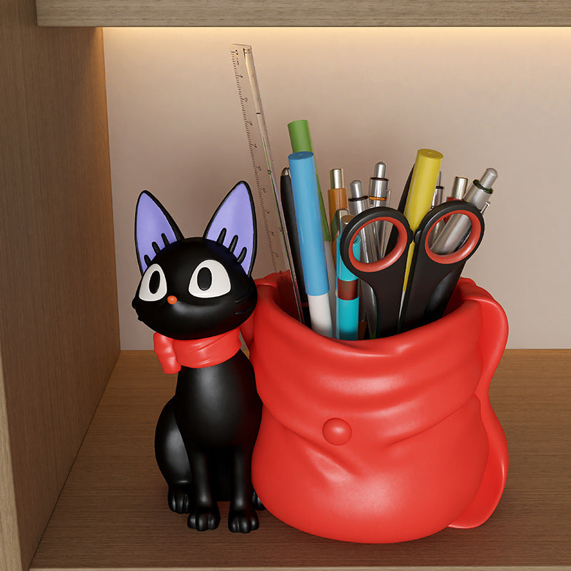 Fun Black Cat Desk Pen Stand: Office & Study Decor Accent