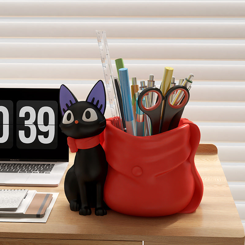 Fun Black Cat Desk Pen Stand: Office & Study Decor Accent