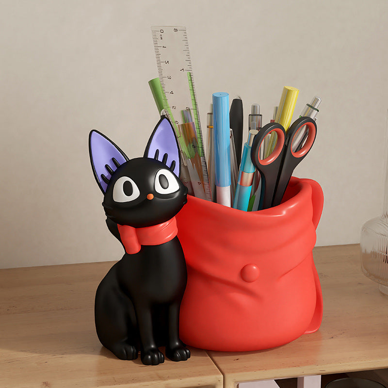 Fun Black Cat Desk Pen Stand: Office & Study Decor Accent