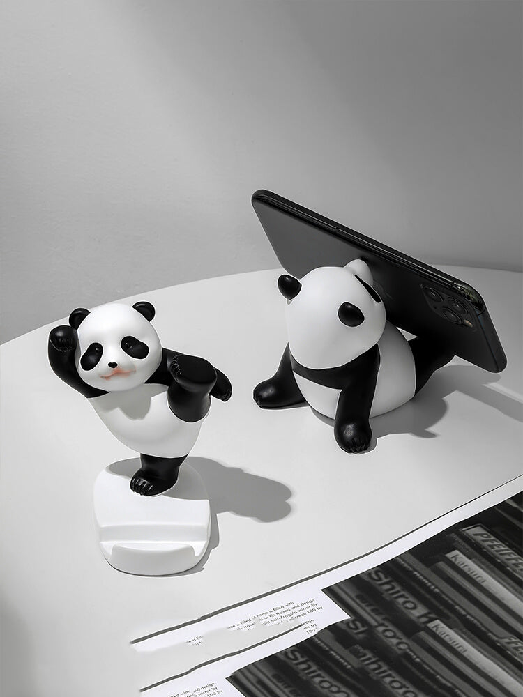 Fun Martial Arts Panda Phone Holder, Desktop Ornament, Creative Holiday Gift