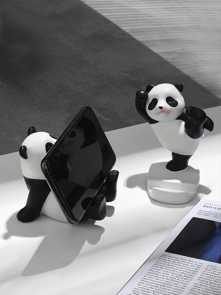 Fun Martial Arts Panda Phone Holder, Desktop Ornament, Creative Holiday Gift