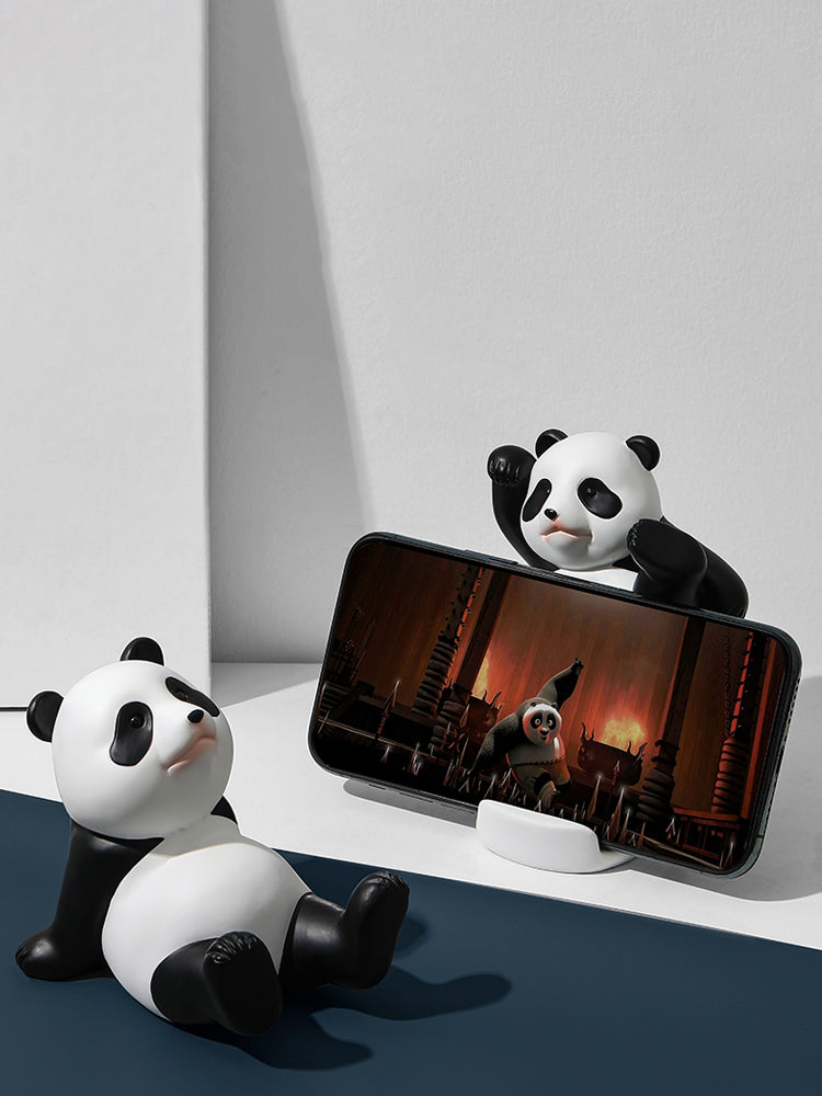 Fun Martial Arts Panda Phone Holder, Desktop Ornament, Creative Holiday Gift